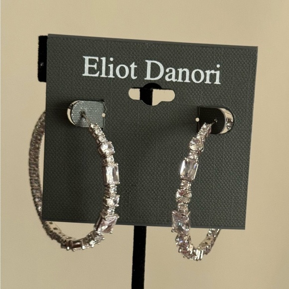 Cubic Zirconia Medium Inside Out Hoop Earrings - Picture 4 of 4